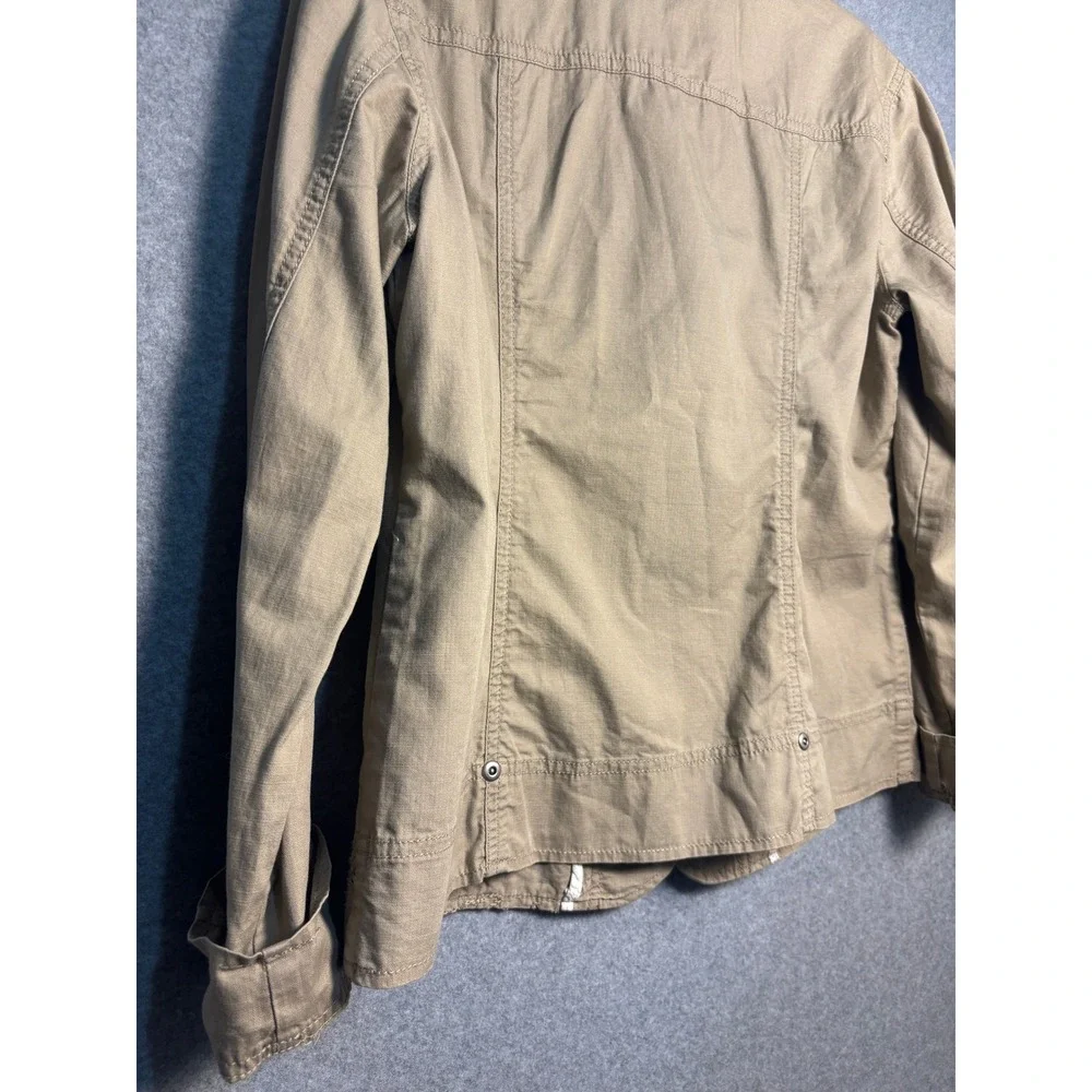 Chico's Embroidered Utility Jacket Beige Cotton Blazer Coat‎ Size 0 S